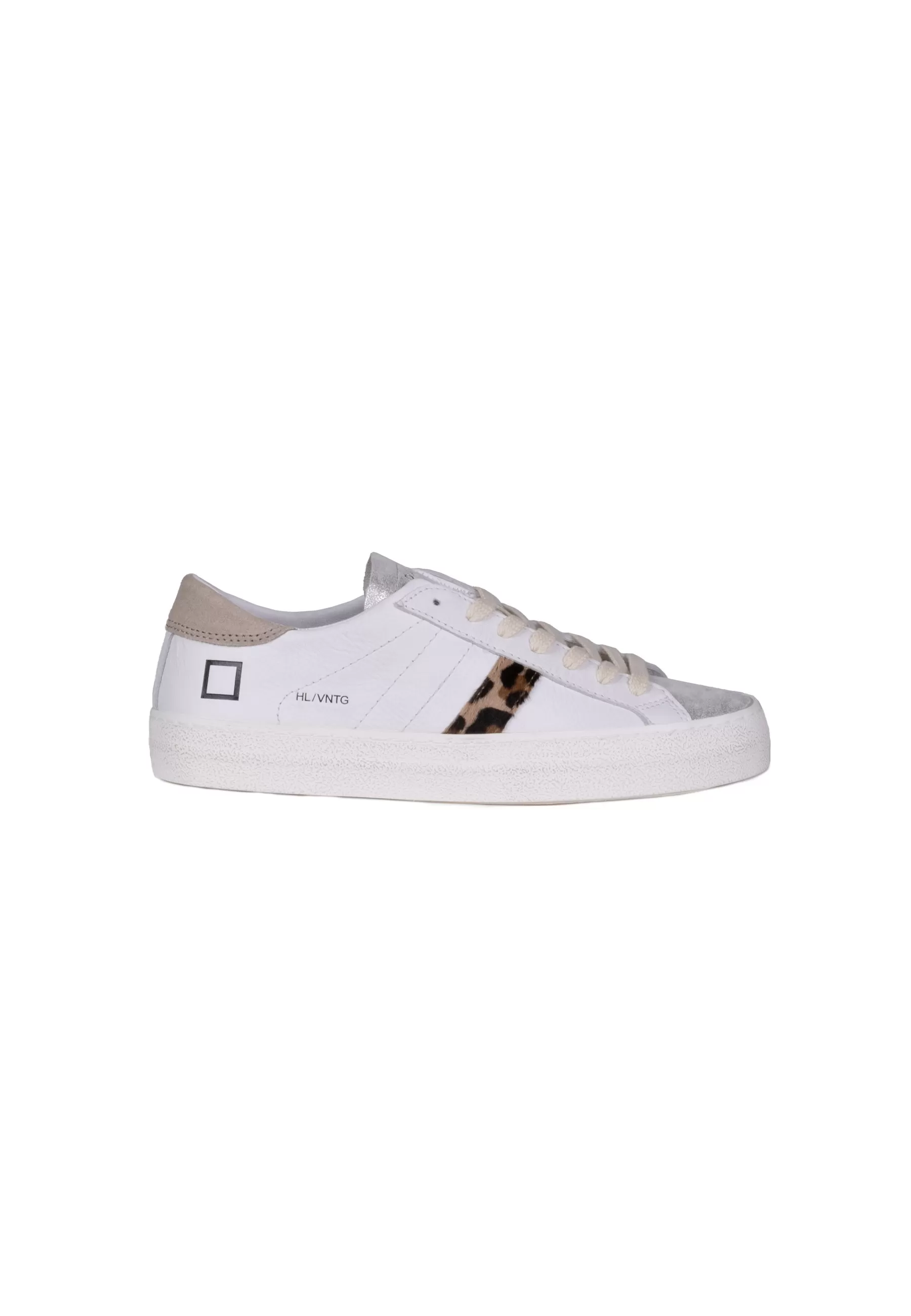 D.A.T.E. Sneakers donna HILL LOW VINTAGE CALF Bianco Leopardato