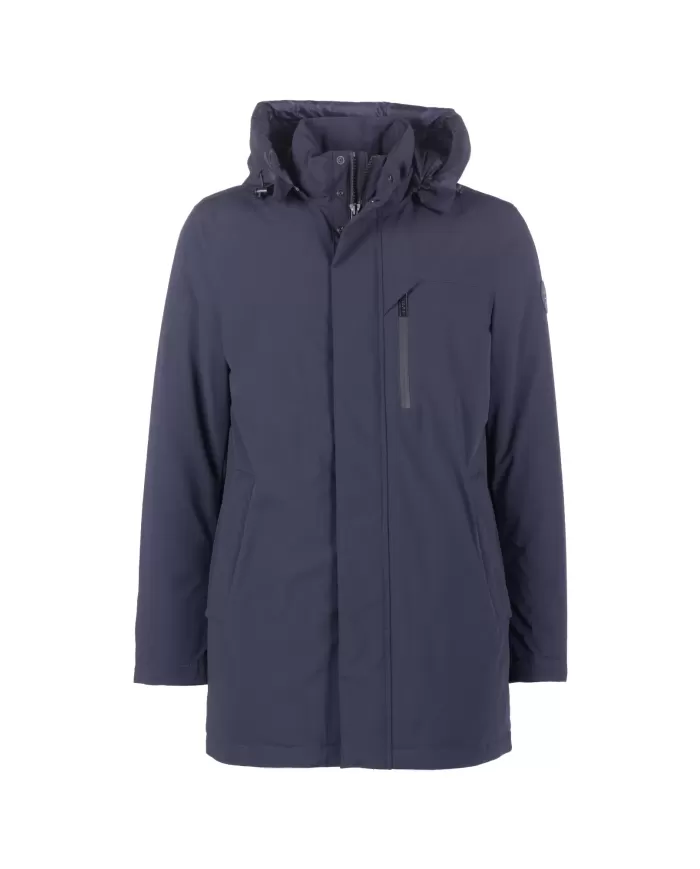 WOOLRICH Giaccone uomo con cappuccio Melton blue